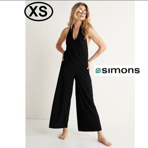 Simons black halter wide-leg jumpsuit in Size XS - Picture 2 of 6
